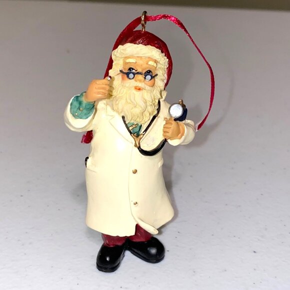 Unbranded Other - Santa Claus Doctor Ornament With Stethoscope and Red Ribbon Christmas decoration